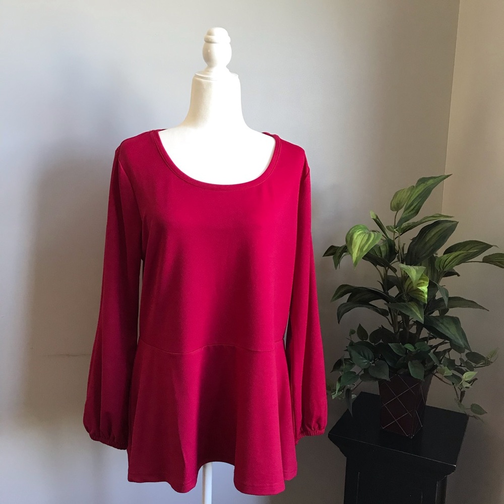 Isaac Mizrahi Live! Peplum Blouse GUC Large